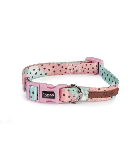 קולר לכלב ורוד תכלת עם נקודות