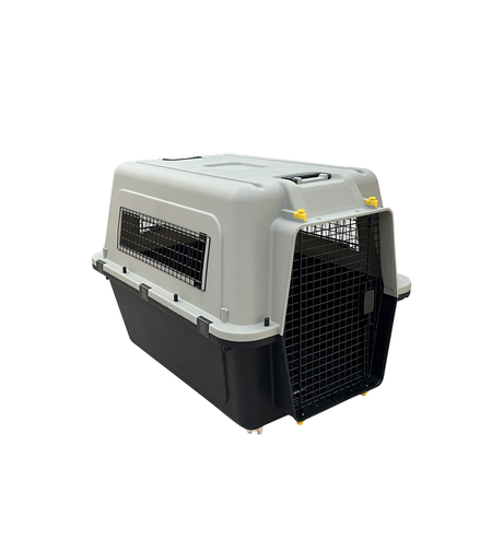 כלוב טיסה XGH מאושר IATA לטיסה כולל גלגלים, קערות ושטיחון-101.7X71.2X71 ס