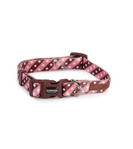 קולר לכלב ורוד בורדו עם נקודות