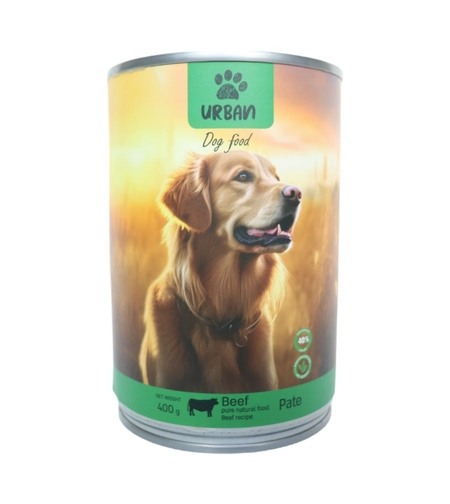 שימורי פטה לכלב בטעם בקר - אורבן