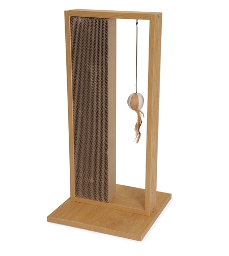 עמוד גירוד עץ מרובע עם צעצוע עם קרטון מתחלף- קמון