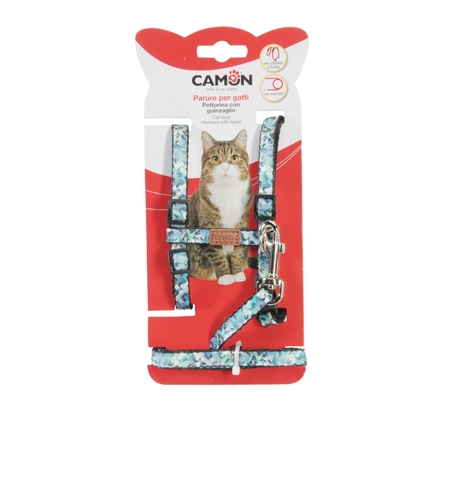 סט רתמה ורצועה לחתול - צורת H