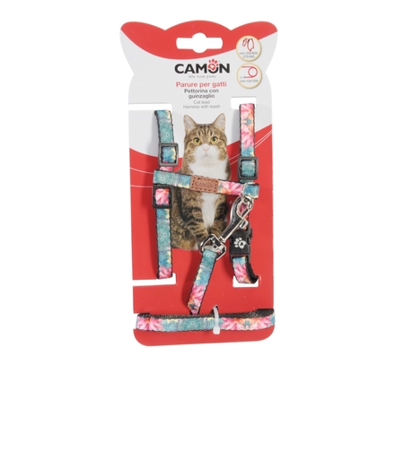 סט רתמה ורצועה לחתול - צורת H