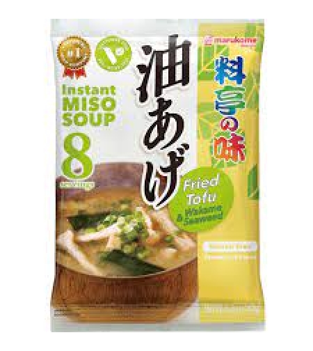 Quick miso soup with fried tofu