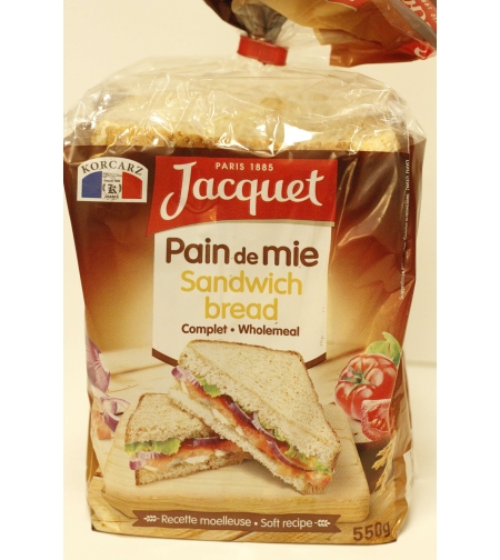 Jacquet - Pain de Mie Sandwich Bread Complet Wholemeal 550g