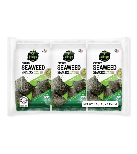Bibigo Seaweed Snacks Wasabi Flavor 15grms x 3packs