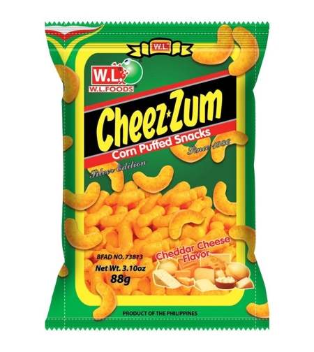Cheez*Zum Corn Puffed Snacks - Cheddar Cheese Flavor 88g