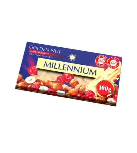 Millennium White Chocolate with Whole Hazelnuts 100grms