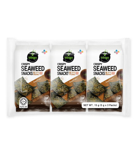 Bibigo Crispy Seaweed  snacks Barbecue  5 grms x 3 packs