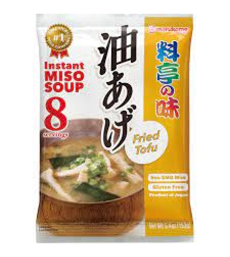 Quick miso soup with fried tofu