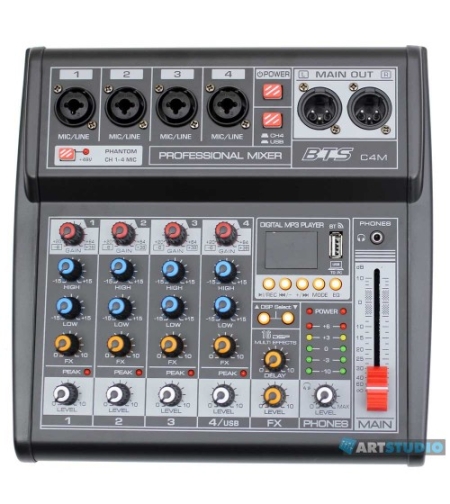 מיקסר 4 ערוצים XLR BTS