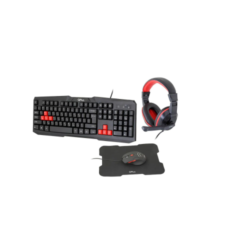 מארז גיימינג 4 ב-1 הכולל מקלדת בגודל מלא, אוזניות נוחות עם מיקרופון מדונה , עכבר אופטי 3200dpi ופד לעכבר מונע החלקה