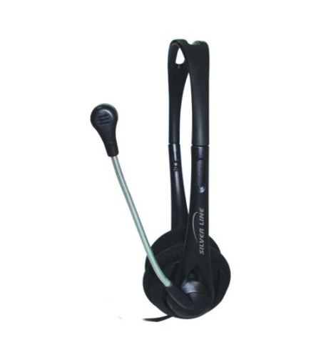 אוזניות+ מיקרופון עם ווליום לשליטת העוצמה HS-11V בצבע שחורSilver Line 