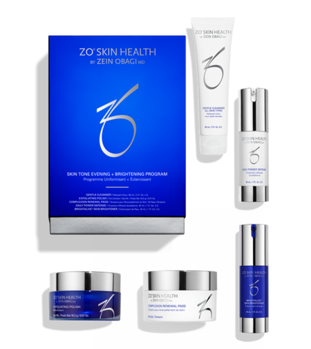 ערכת ZO Skin Health Skin Tone Evening + Brightening Program הכוללת 5 מוצרי טיפוח להבהרת העור ואחידות הגוון