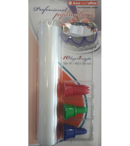 שקיות זילוף KEE SEAL עם 3 צנתרים, 10 יחידות