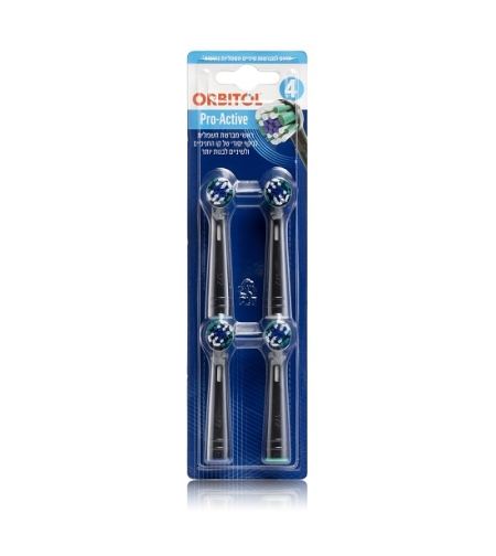 רביעיית ראשי מברשת חשמלית אורביטול Pro-Active צבע שחור