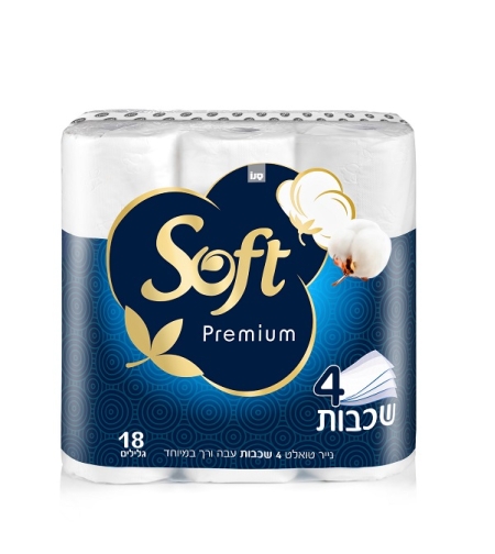 נייר טואלט סופט פרימיום 4 שכבות 18 גלילים