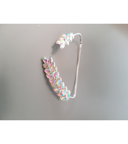 צמיד כסף אלגנטי מקושט בכריסטלים מבריקים צבע סגול 