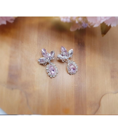 עגילי קריסטל טיפה ועלה