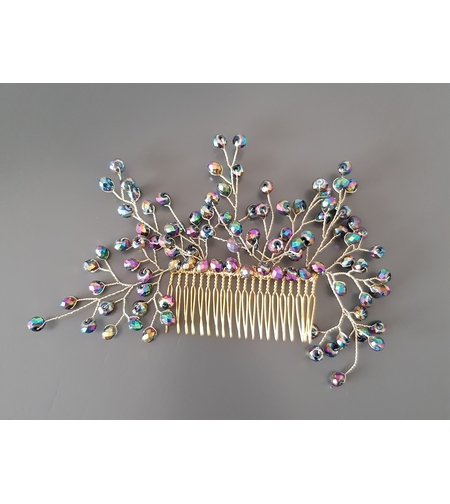 מסרק אלגנטי עם חרוזי קריסטל צבעוניים