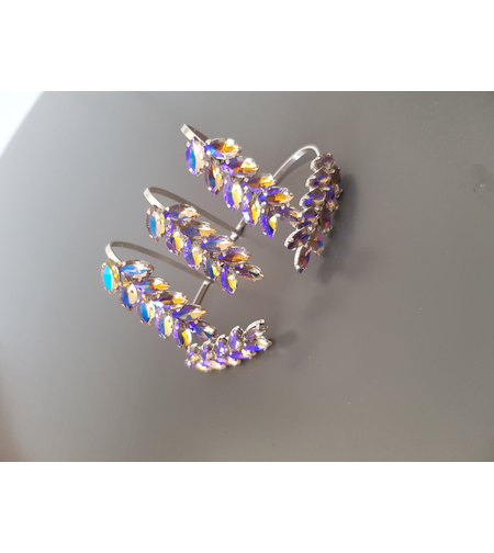 צמיד כסף מהמם בעל 3 זרועות מקושטים בfריסטלים מבריקים