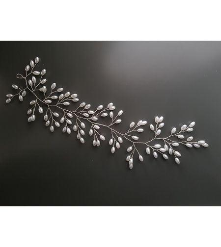 תכשיט שיער בצורת ענף עם חרוזי פרל סגלגלים