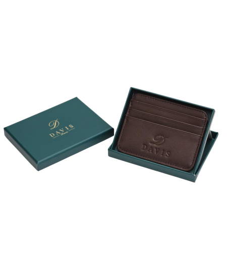 ארנק כרטיסים DAVIS – חום חלק