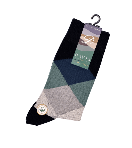 גרב כותנה איכותית בדיגום מעויינים צבעוני, דגם 408.