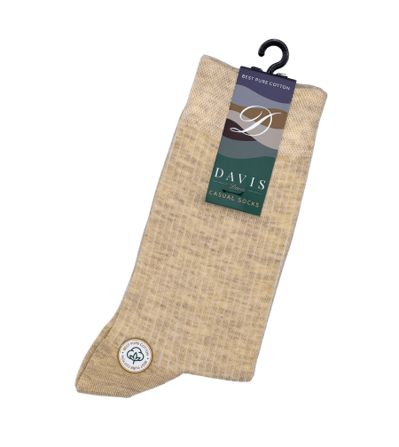 גרב כותנה איכותית בדיגום ריבס צהוב בהיר, דגם 124.