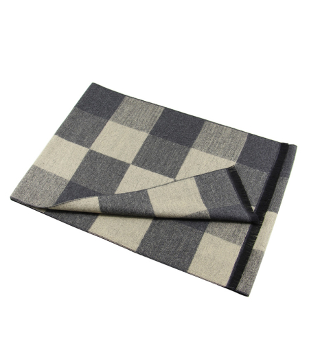 צעיף דגם משובץ  בז' אפור 792