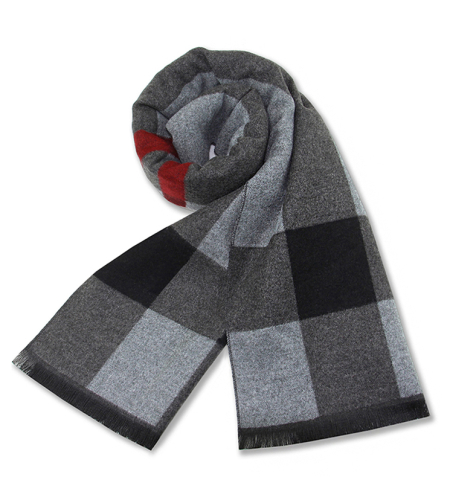 צעיף דגם ריבועים שחור אפור  796