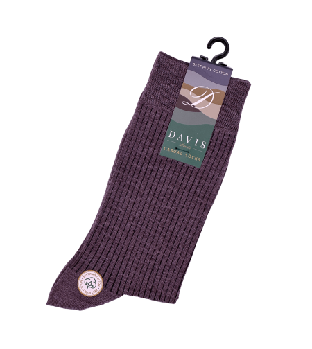 גרב כותנה איכותית בדיגום ריבס סגול, דגם 128.