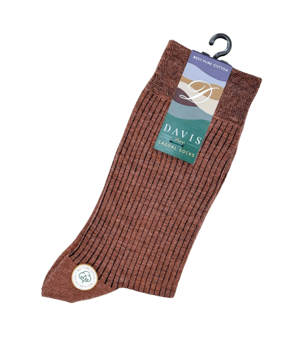 גרב כותנה איכותית בדיגום ריבס חום אדמה דגם 123.