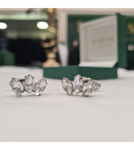 חפת כסף עלים שיבוץ אבנים קריסטל דגם 123