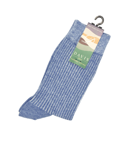 גרב כותנה איכותית בדיגום ריבס תכלת, דגם 121.