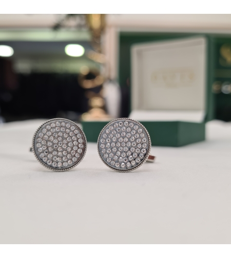 חפת סברובסקי עגול שיבוץ צפוף כסף דגם 117