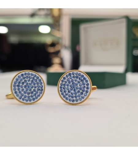 חפת סברובסקי עגול שיבוץ צפוף זהב רקע לבן שיבוץ כחו דגם 118