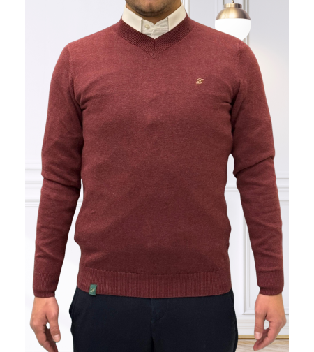 סריג כותנה וי דגם 608 – קלאסי קליל ונעים - בורדו