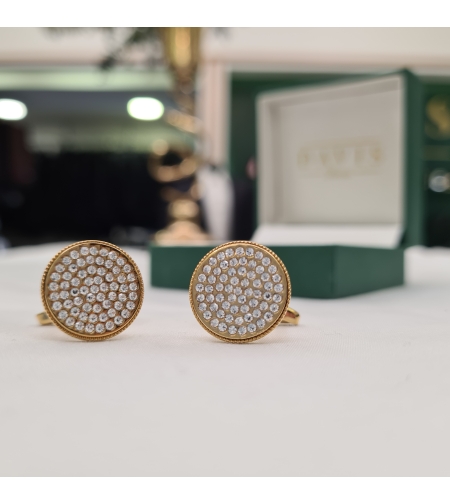 חפת סברובסקי עגול שיבוץ צפוף זהב דגם 120