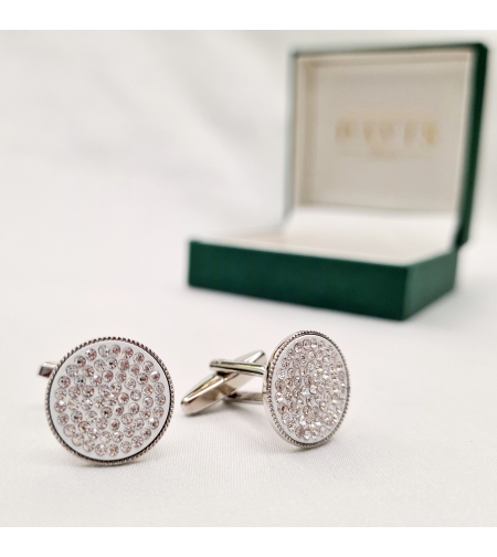 חפת סברובסקי עגול שיבוץ צפוף כסף רקע לבן דגם 116