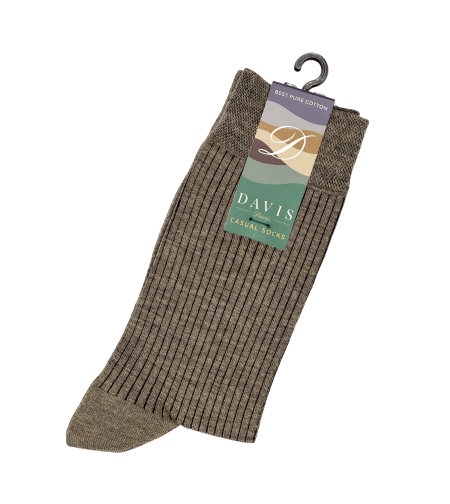 גרב כותנה איכותית בדיגום ריבס אפור דגם 122.