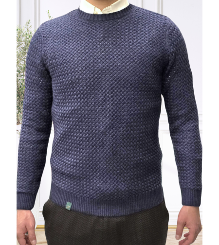 סריג כותנה ארוג דגם 605 – במרקם אריג גס - כחול