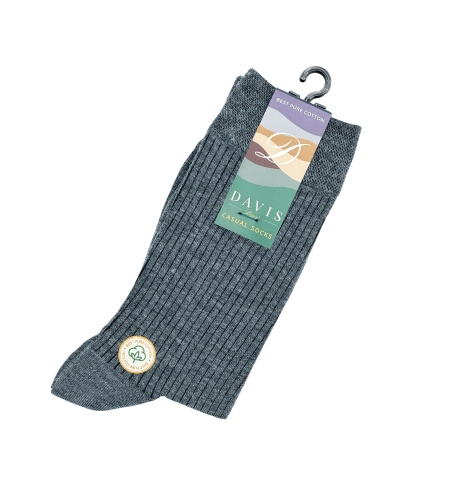 גרב כותנה איכותית בדיגום ריבס בצבע ירוק, דגם 136.