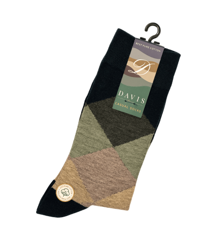 גרב כותנה איכותית בדיגום מעויינים צבעוני, דגם 110