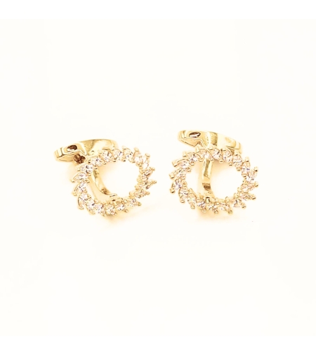 חפת זהב חישוק עלים שיבוץ אבנים קריסטל דגם 128