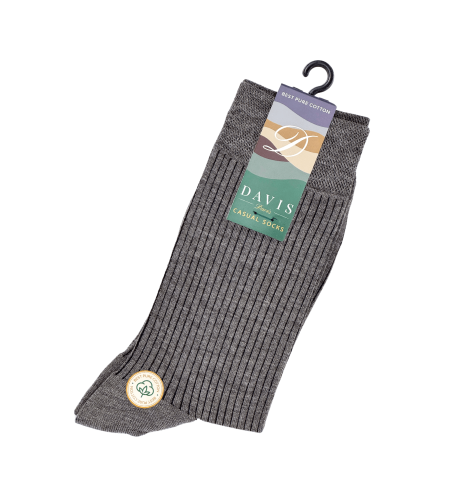 גרב כותנה איכותית בדיגום ריבס אפור דגם 131.