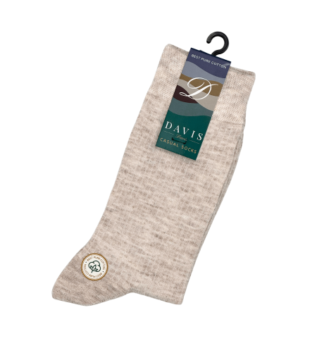 גרב כותנה איכותית בדיגום ריבס בצבע אבן, דגם 135.