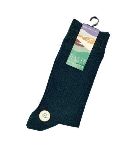 גרב כותנה איכותית בדיגום ריבס ירוק כהה דגם 127.