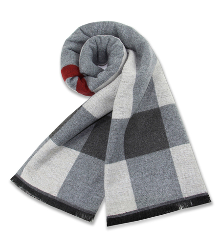 צעיף דגם ריבועים אפור  795