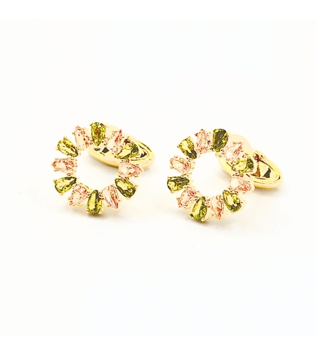 חפת זהב טיפות שיבוץ אבנים ירוק כתמתם דגם 129